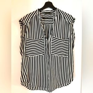 Boxy Zara blouse with black and white stripes